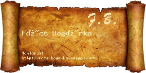 Föcs Bogárka névjegykártya